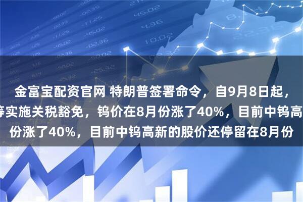 金富宝配资官网 特朗普签署命令,自9月8日起,对黄金,石墨,钨,铀等实施关税豁免,钨价在8月份涨了40%,目前中钨高新的股价还停留在8月份