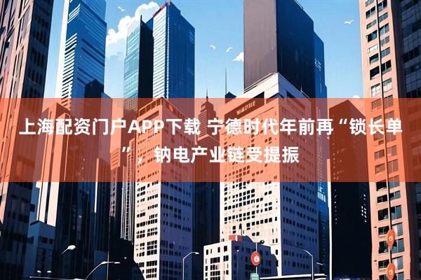 上海配资门户APP下载 宁德时代年前再“锁长单”，钠电产业链受提振