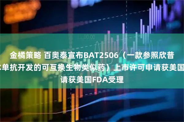 金橘策略 百奥泰宣布BAT2506（一款参照欣普尼 戈利木单抗开发的可互换生物类似药）上市许可申请获美国FDA受理